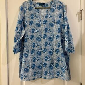 Beautiful 100% Cotton Tunic Top Size W1 (3X) April Cornell EUC Feminine Airy